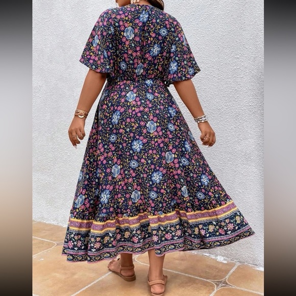 Boho floral print butterfly sleeve dress - Picture 5 of 5